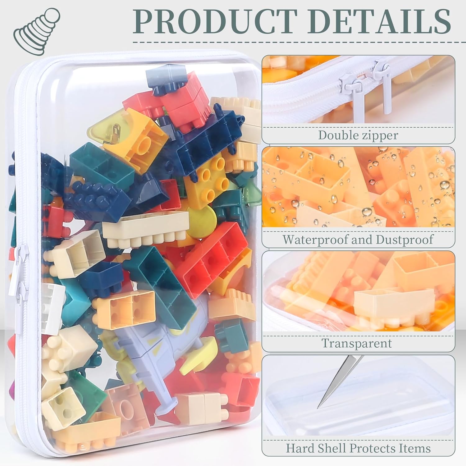Detalle de YOPCDJ 3 Pack Clear Hard Shell Zipper Case