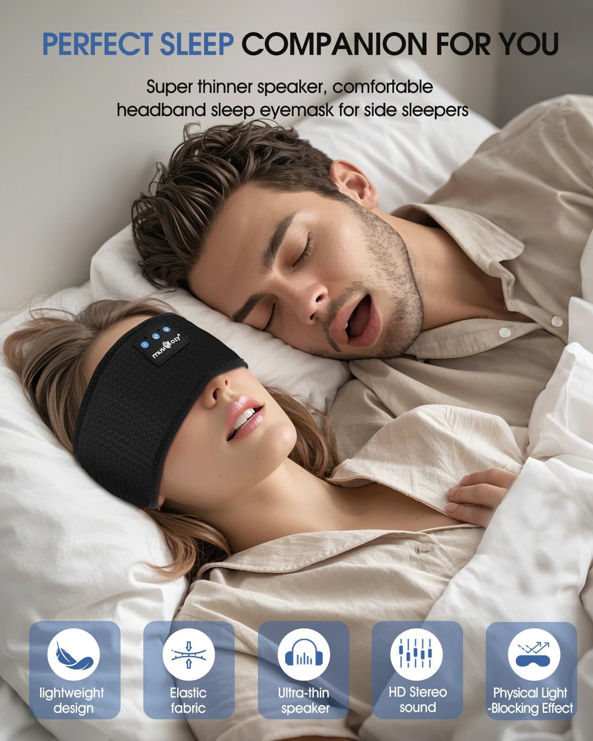 Detalle de MUSICOZY Sleep Headphones 14H wireless headband