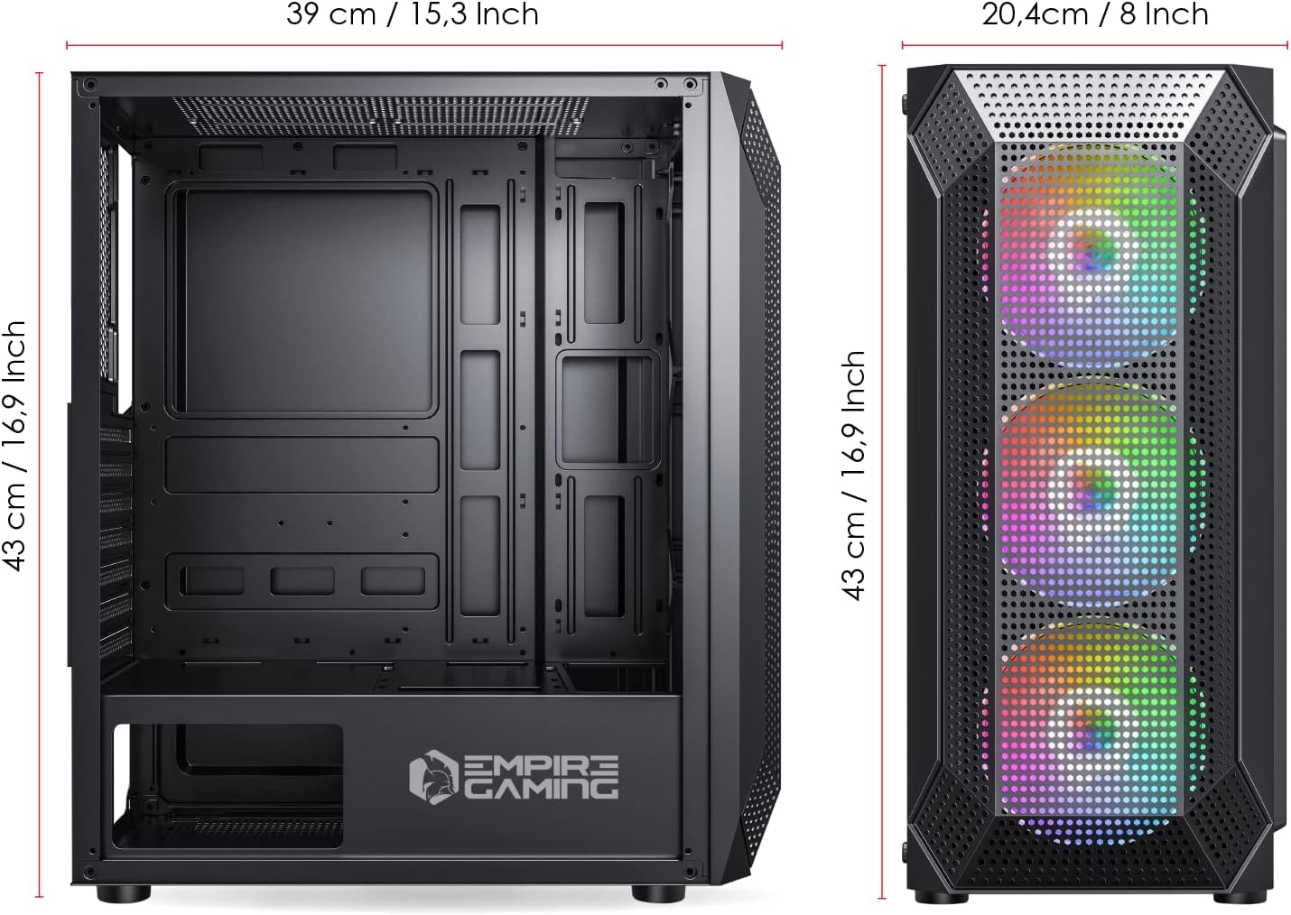 Thumbnail 6 de EMPIRE GAMING Ruby PC-Gehäuse: ARGB-Mittel-Tower für ATX, mATX & ITX mit 4×120-mm 5V-Lüftern