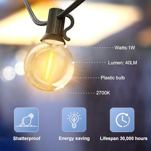 Thumbnail 7 de GLUROO 45.7M guirnalda de luces exterior LED con bombillas G40 (75+2) impermeable