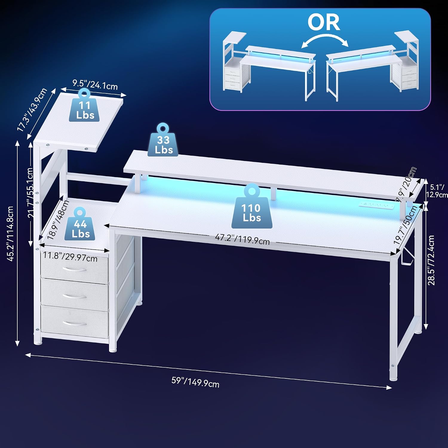 Detalle de DUMOS 59-Inch Gaming Desk