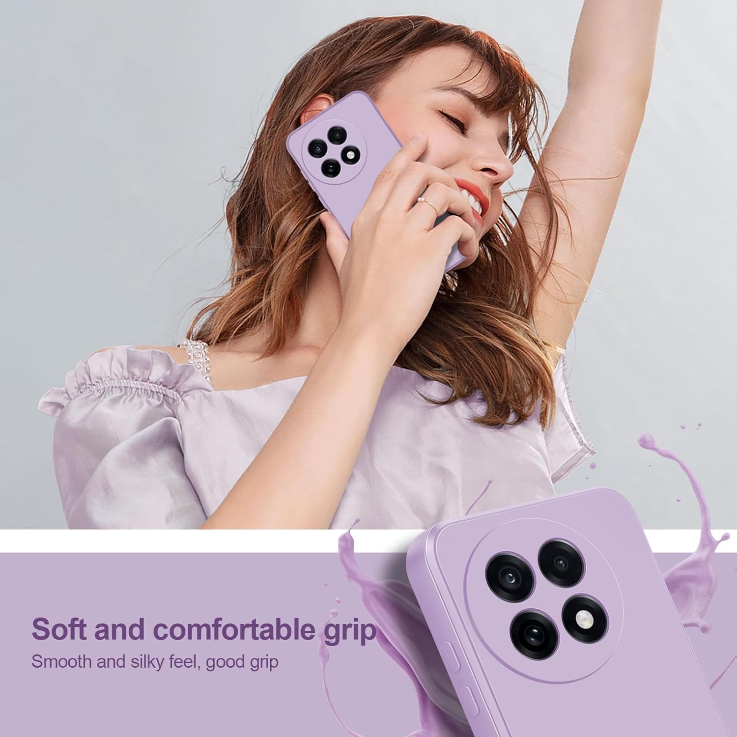 Thumbnail 3 de Btstring Hülle für OnePlus 13R – Hochwertiges Silikon case mit Mikrofaser-Innenfutter (Helles Lila)