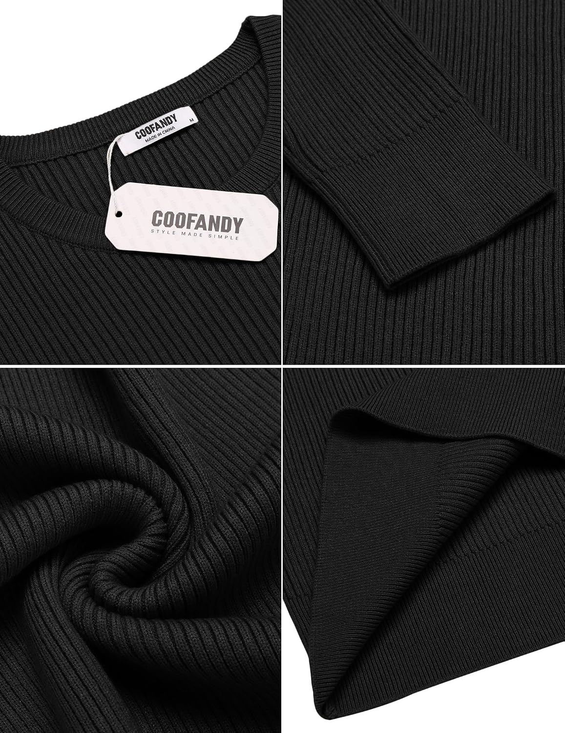 Detalle de COOFANDY Herren Rundhals Pullover Basic aus Feinstrick – Business-Strickpullover mit geripptem Kragen