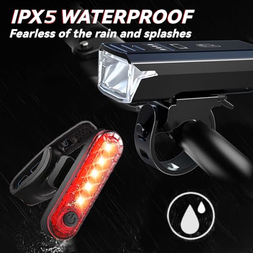 Detalle de Chasinglee Luci Bici Ricaricabili USB 2000 Lumen: luci anteriore e posteriore, impermeabili IPX5