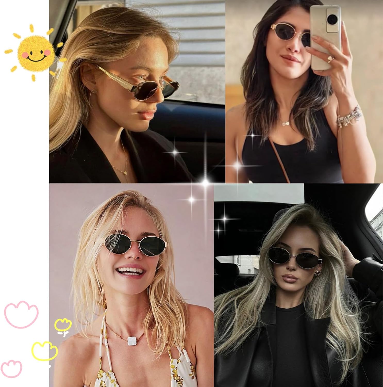 Thumbnail 1 de D Lolylad Damen-Sonnenbrille im Retro-Oval-Design mit UV-Schutz (UV400) und polarisierenden Gläsern