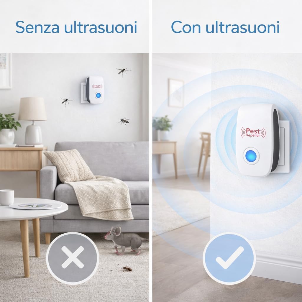 Thumbnail 4 de Repellente Ultrasuoni 4 Pezzi – Anti Insetti e Topi per Casa, Copertura fino a 100 m² per Stanza