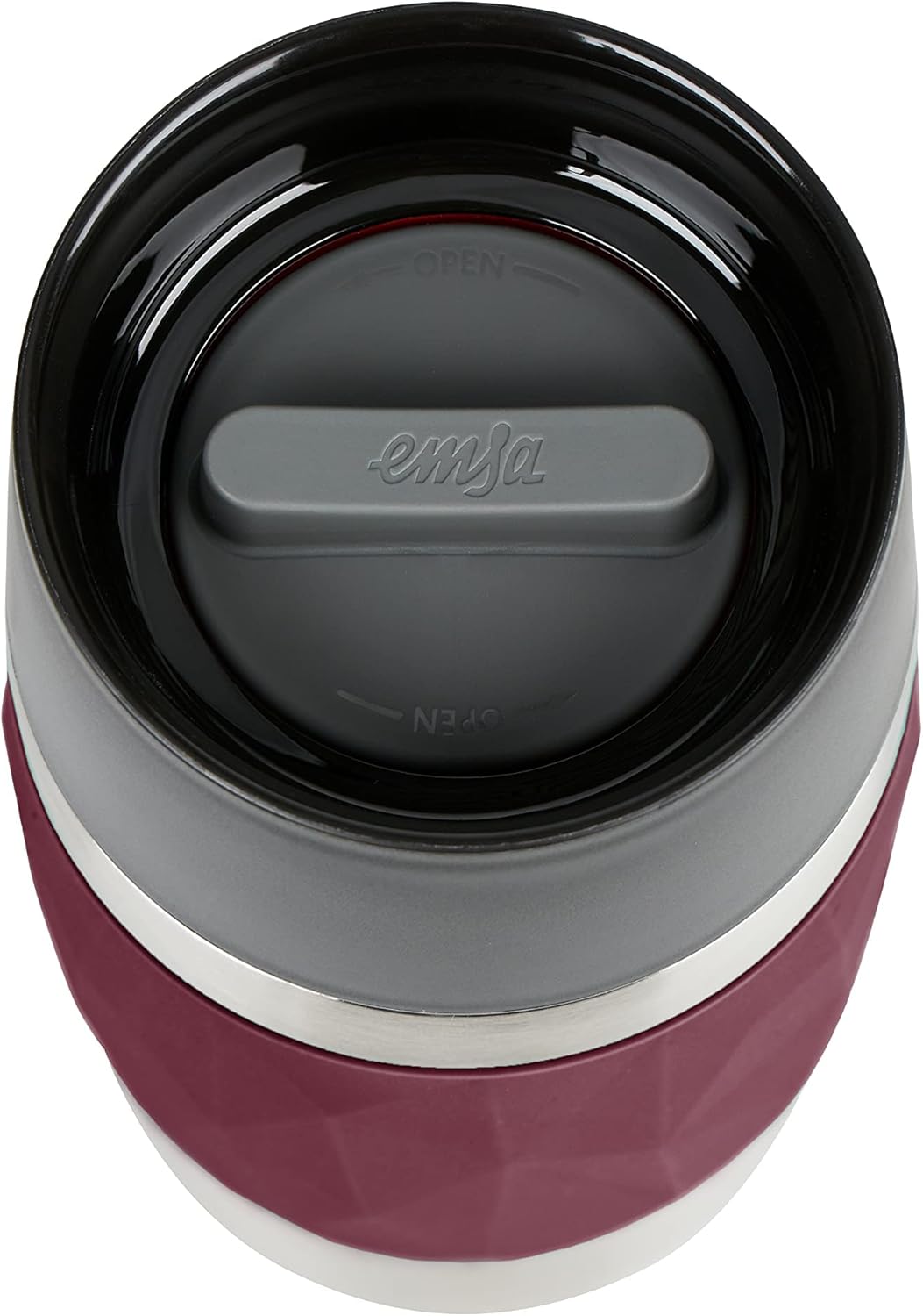 Detalle de Emsa N21609 Travel Mug Compact – 0,3 L Edelstahl, 3h heiß / 6h kalt, 360° Trinköffnung, BPA-frei