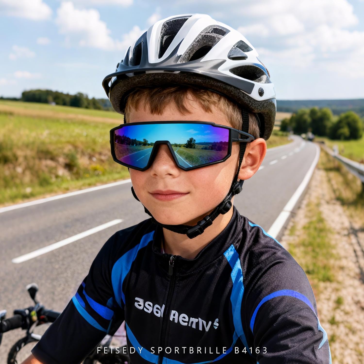 Thumbnail 1 de FEISEDY Occhiali da sole sportivi polarizzati UV400 per ragazzi 6-15 anni (montatura TR90, modello B4163)