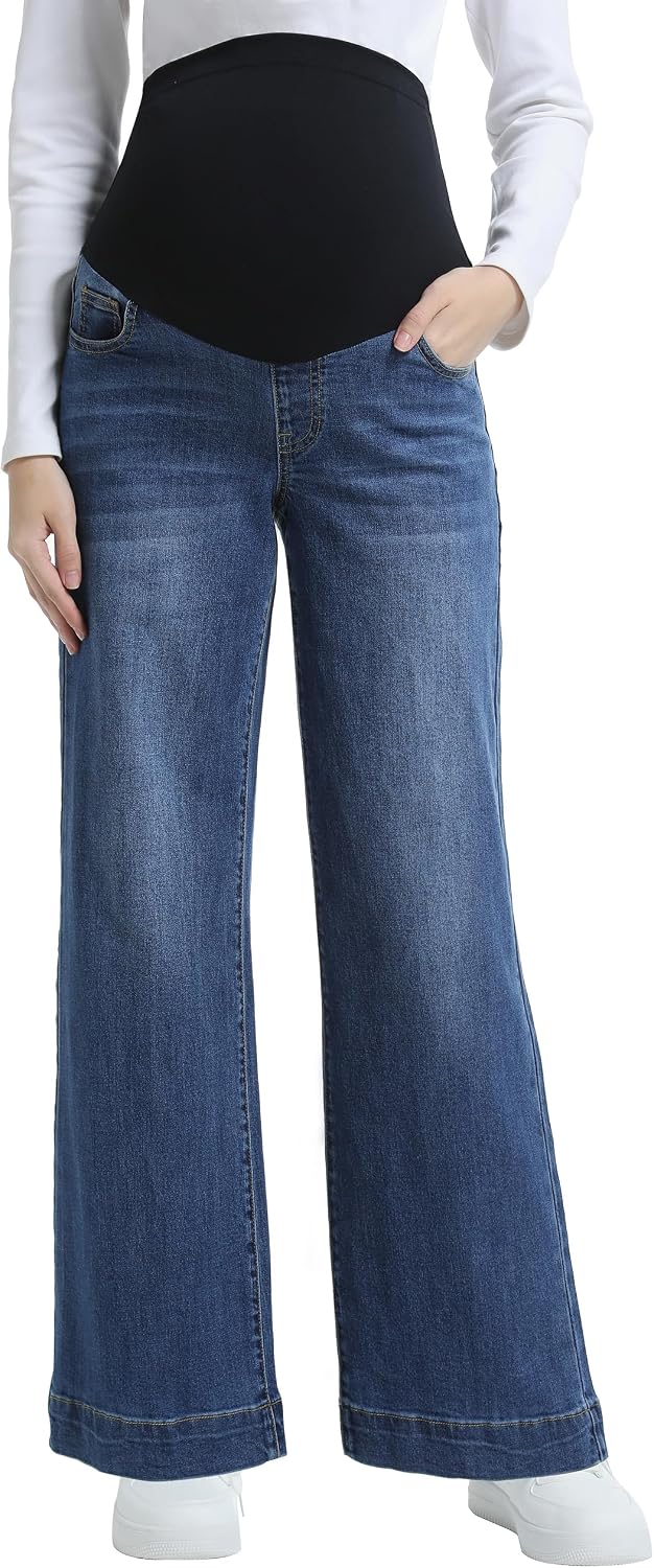 Thumbnail 1 de CFRTMTBB Maternity Wide-Leg Jeans with Over-the-Belly Support