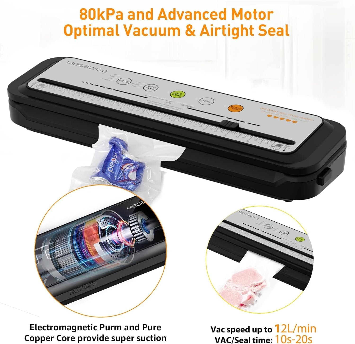 Detalle 2 de MEGAWISE 2025 Vacuum Sealer 10-20s