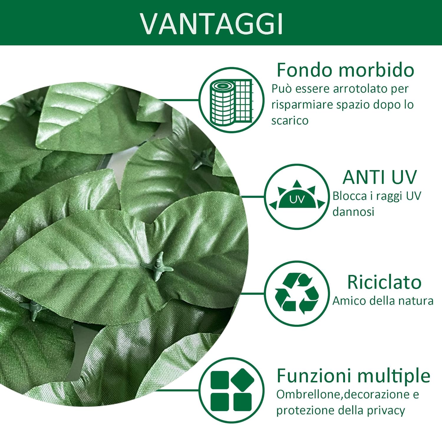 Thumbnail 2 de LEIVESTE Siepe Finta per Recinzione 1x3 m – Copri Balcone e Giardino, 40 fascette incluse