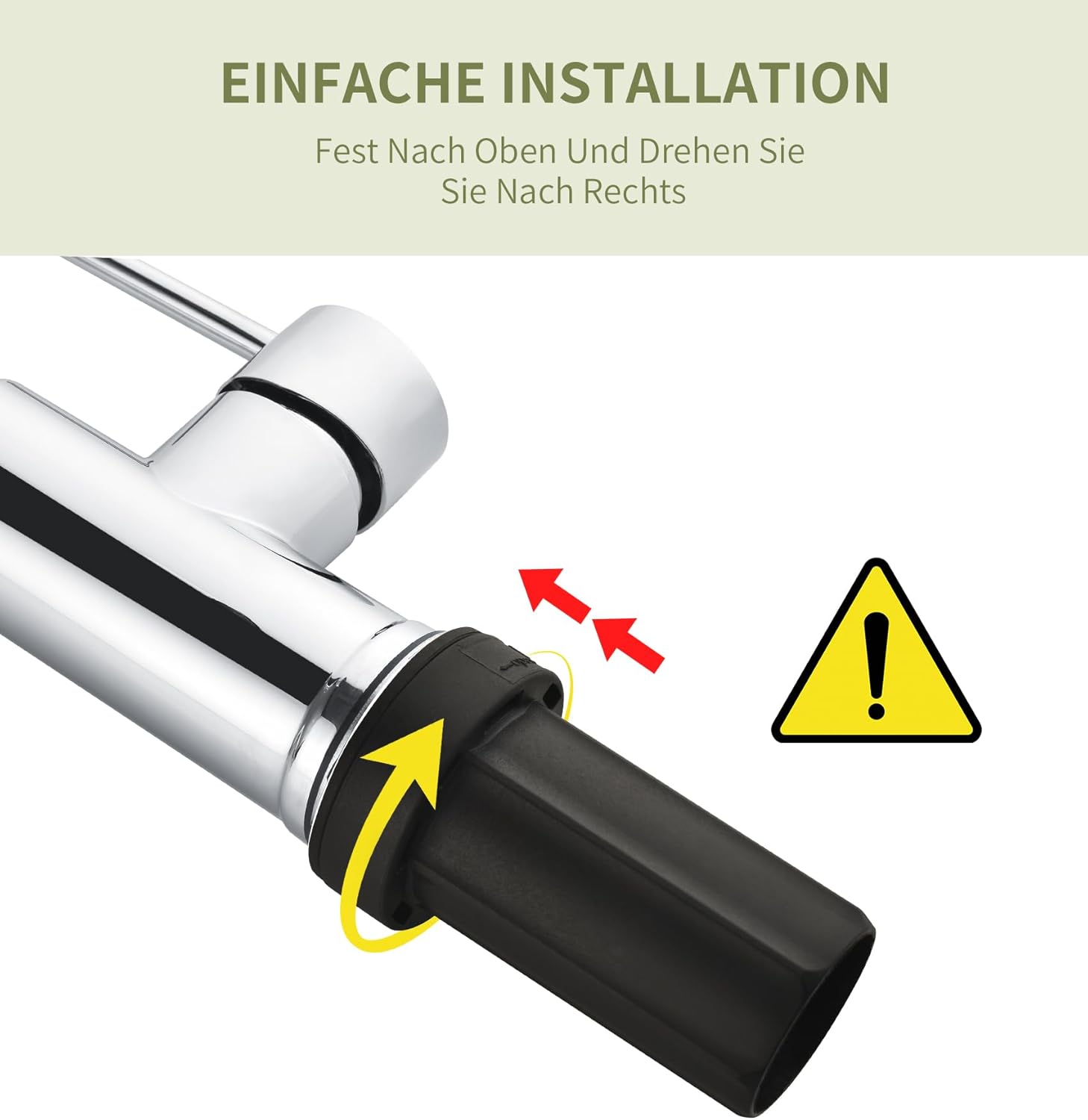 Detalle de Robinet de cuisine avec douchette extractible et rotation à 360° — Mitigeur haute pression en acier inoxydable 304