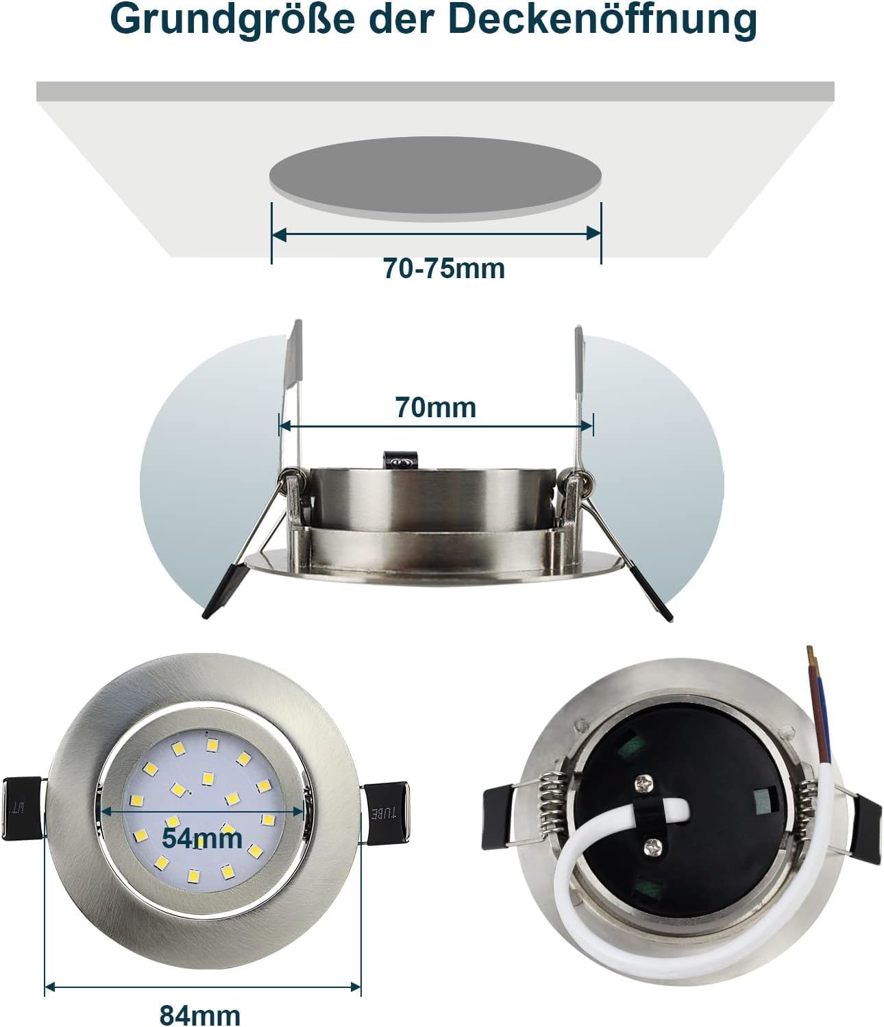 Thumbnail 6 de Wondlumi Einbaustrahler LED 5 W, neutralweiß, flach (6er-Set) mit 40° Schwenk