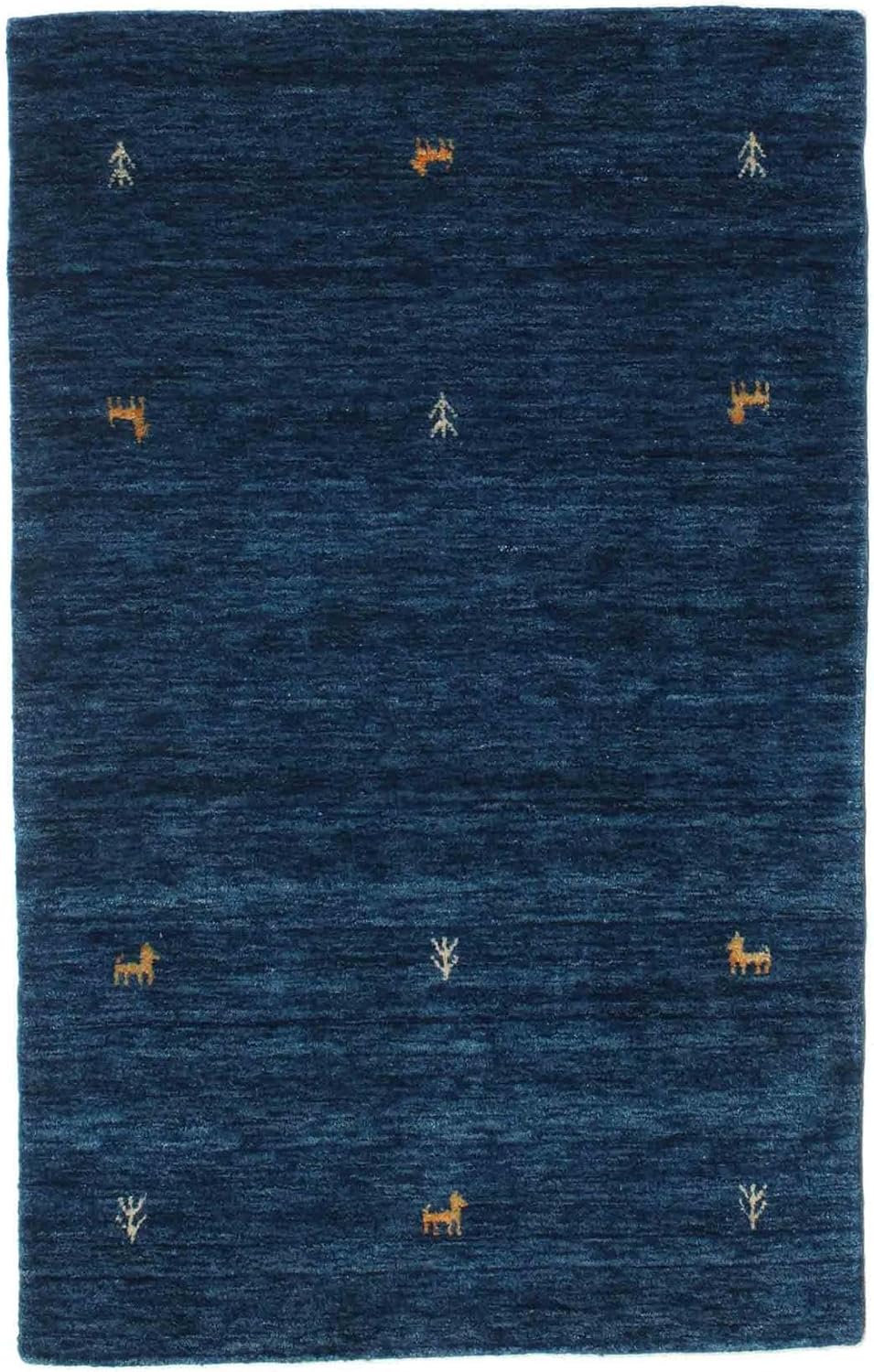 Detalle de RugVista Gabbeh loom Two Lines – dywan wełniano-bawełniany 100 × 160 cm, ciemnoniebieski