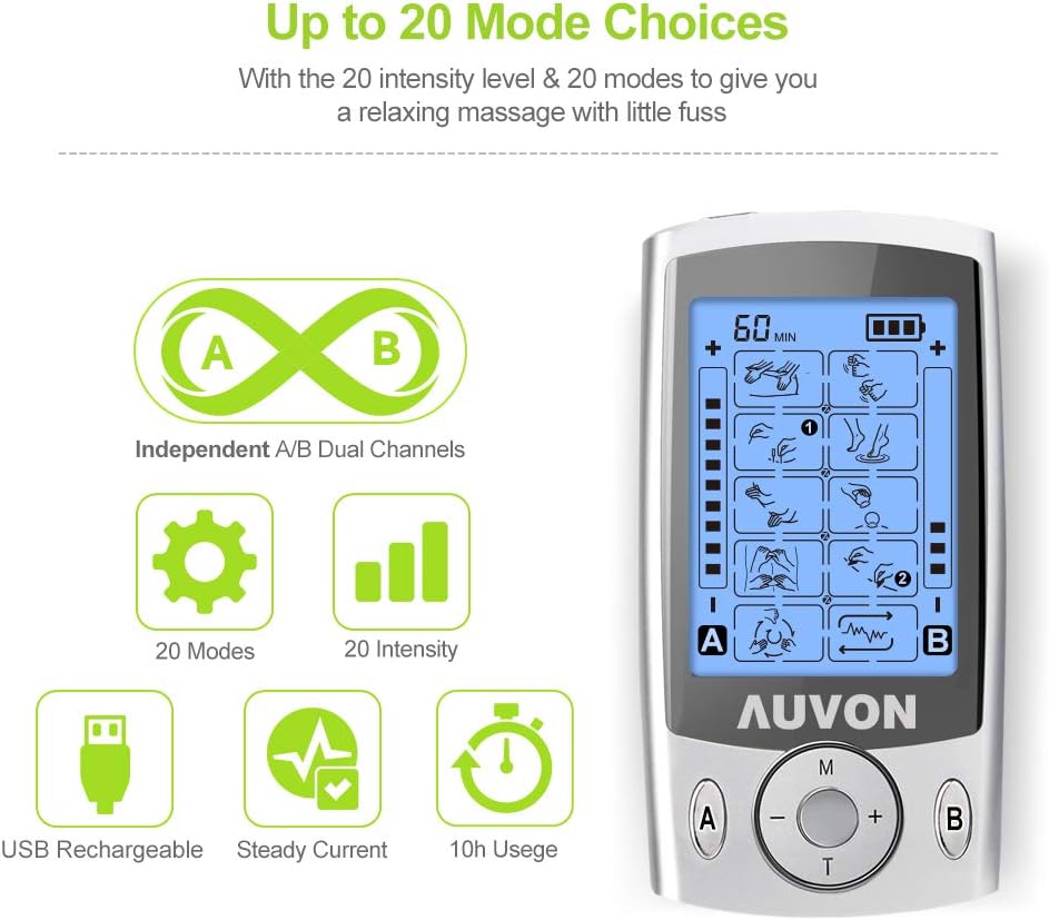 Detalle de AUVON Dual Channel TENS Machine 20 modes