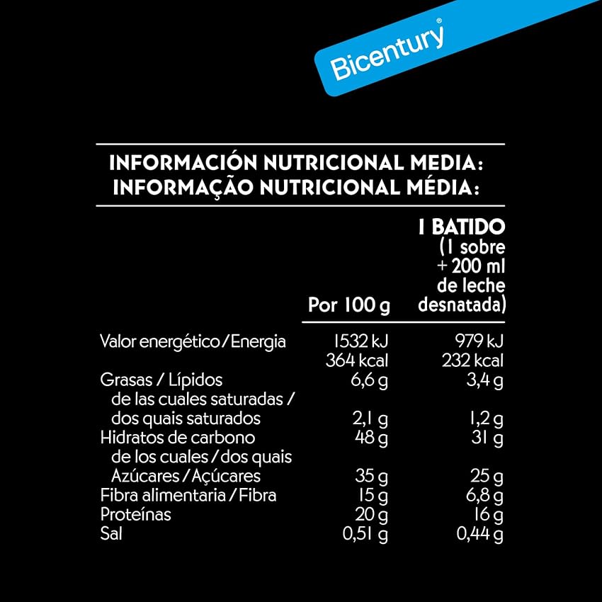 Detalle 2 de Bicentury Batido Proteína Chocolate 16g, Reemplazo de Comida 🍫 (Caja 5)