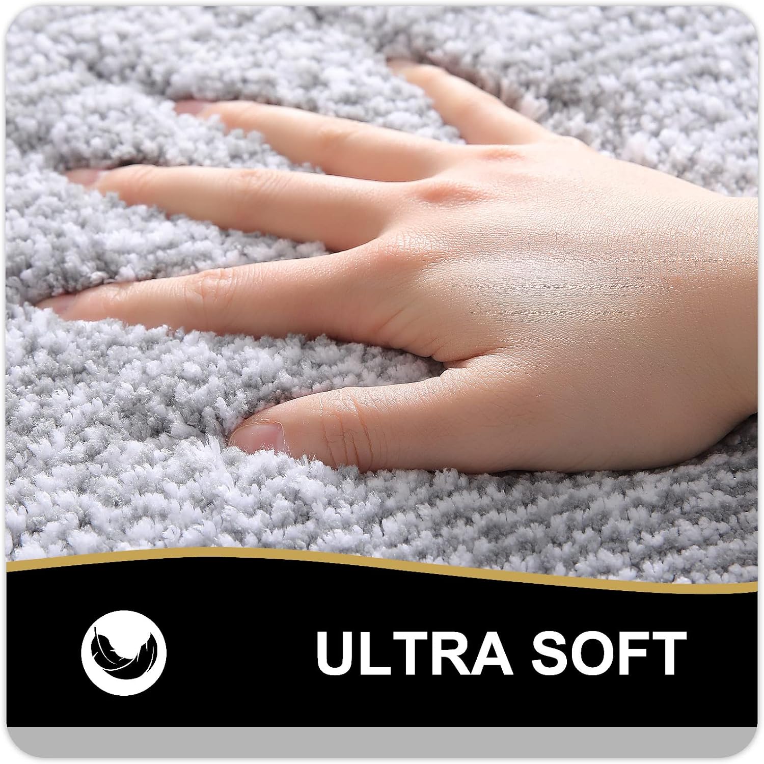 Detalle de OLANLY Bathroom Rugs 24x16 Extra Soft Microfiber Bath Mat (Non-Slip, Machine Washable) – Small Grey