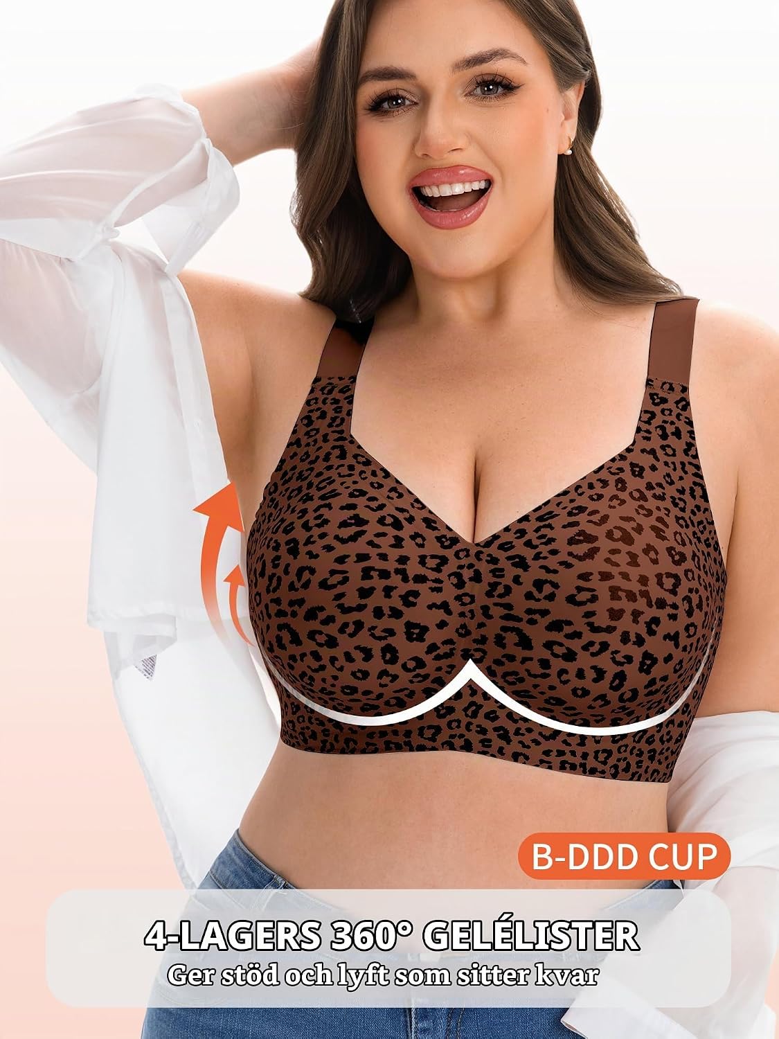 Detalle de HOWIN Jelly BH – trådlös, heltäckande T-shirt-bh med vaddering, S–3XL