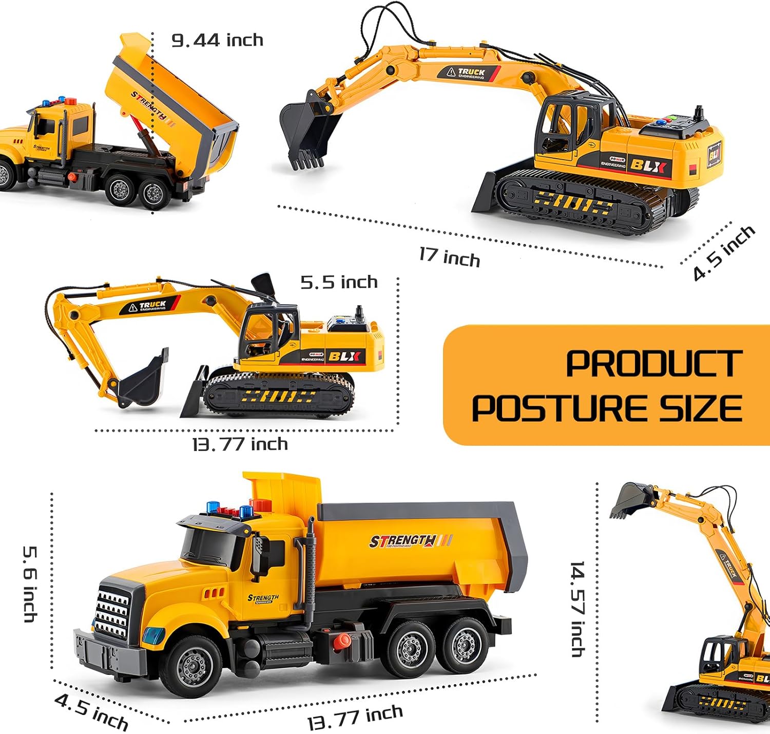 Thumbnail 2 de LerBao 2-Pack Construction Trucks 14 in 🚜