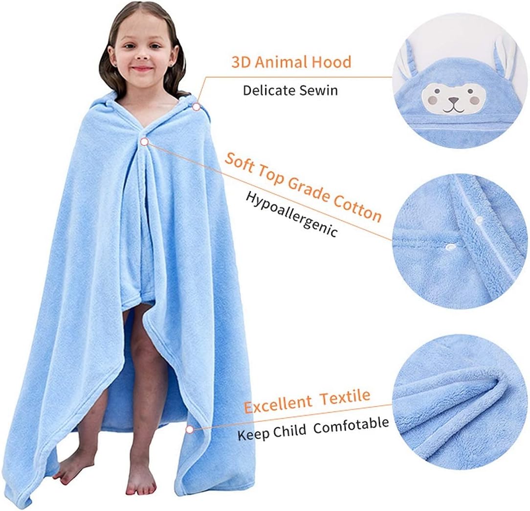 Detalle de Hilmocho Kids Hooded Bath Towel – Large Soft Baby & Toddler Poncho Towel (140cm x 70cm)