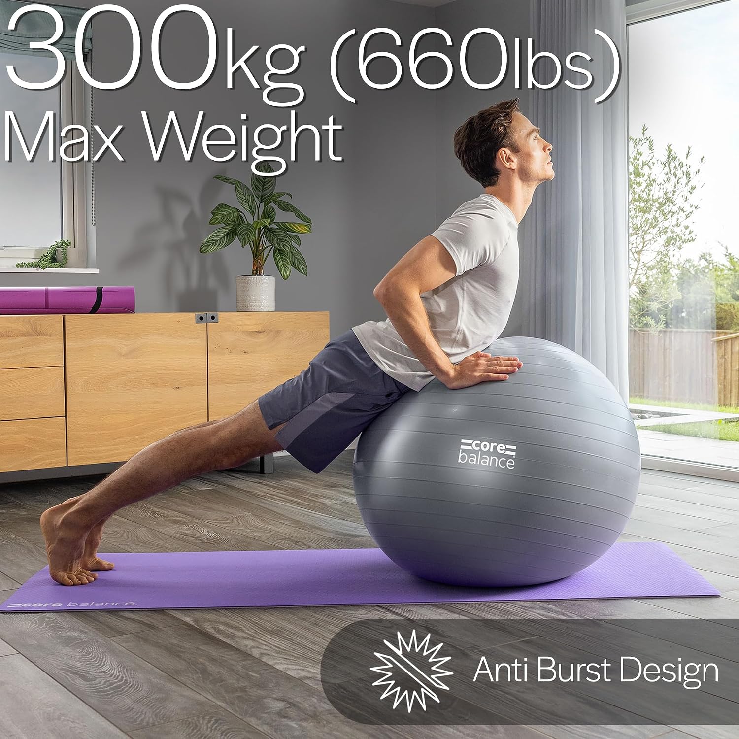 Detalle 2 de Core Balance 565615-US Exercise Ball, Anti-Burst PVC, Pump Included