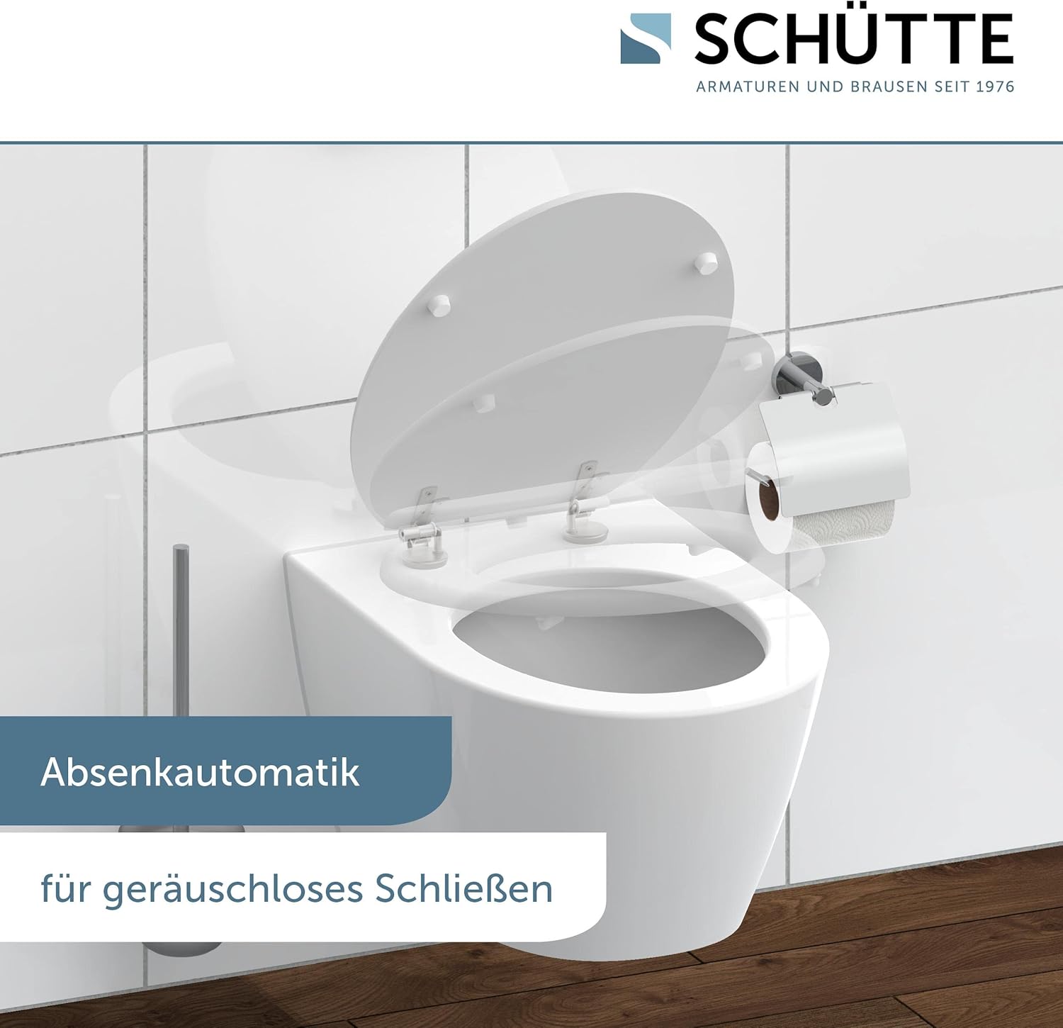Thumbnail 2 de SCHÜTTE WC-Sitz mit Absenkautomatik aus Holz – Weiß, 37,5 × 45 × 5,5 cm, belastbar bis 175 kg