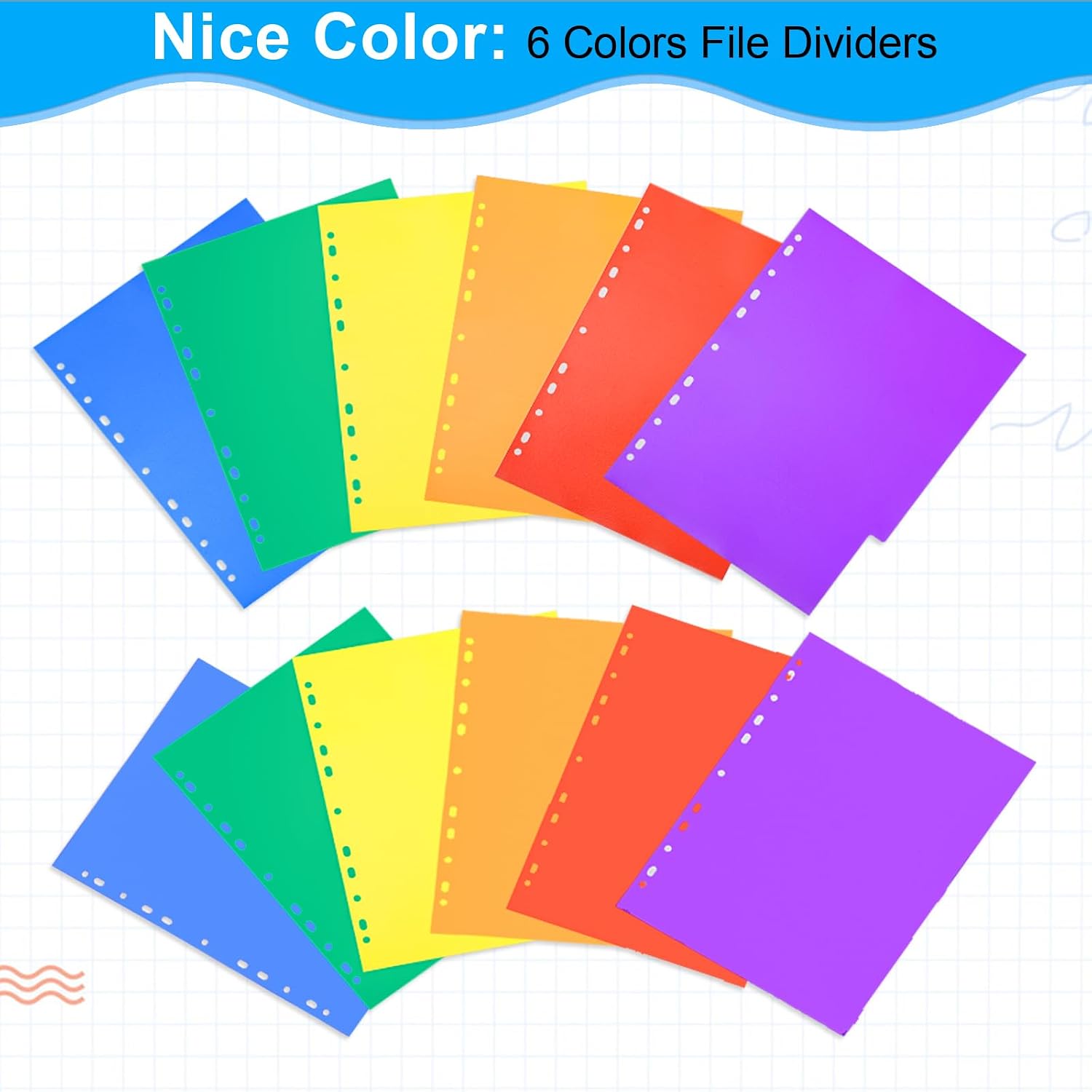 Detalle de A4 File Dividers 10-Pack (12-Part) Coloured Plastic Dividers with Sticky Notes for Lever Arch Files
