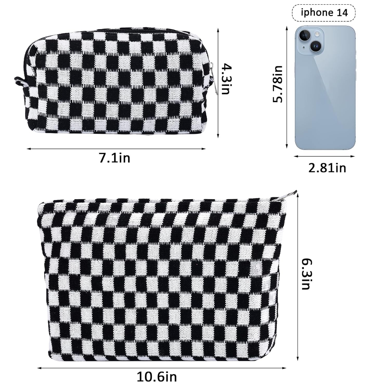 Thumbnail 3 de ZLFSRQ Checkered Makeup Bag Set 10.6 in