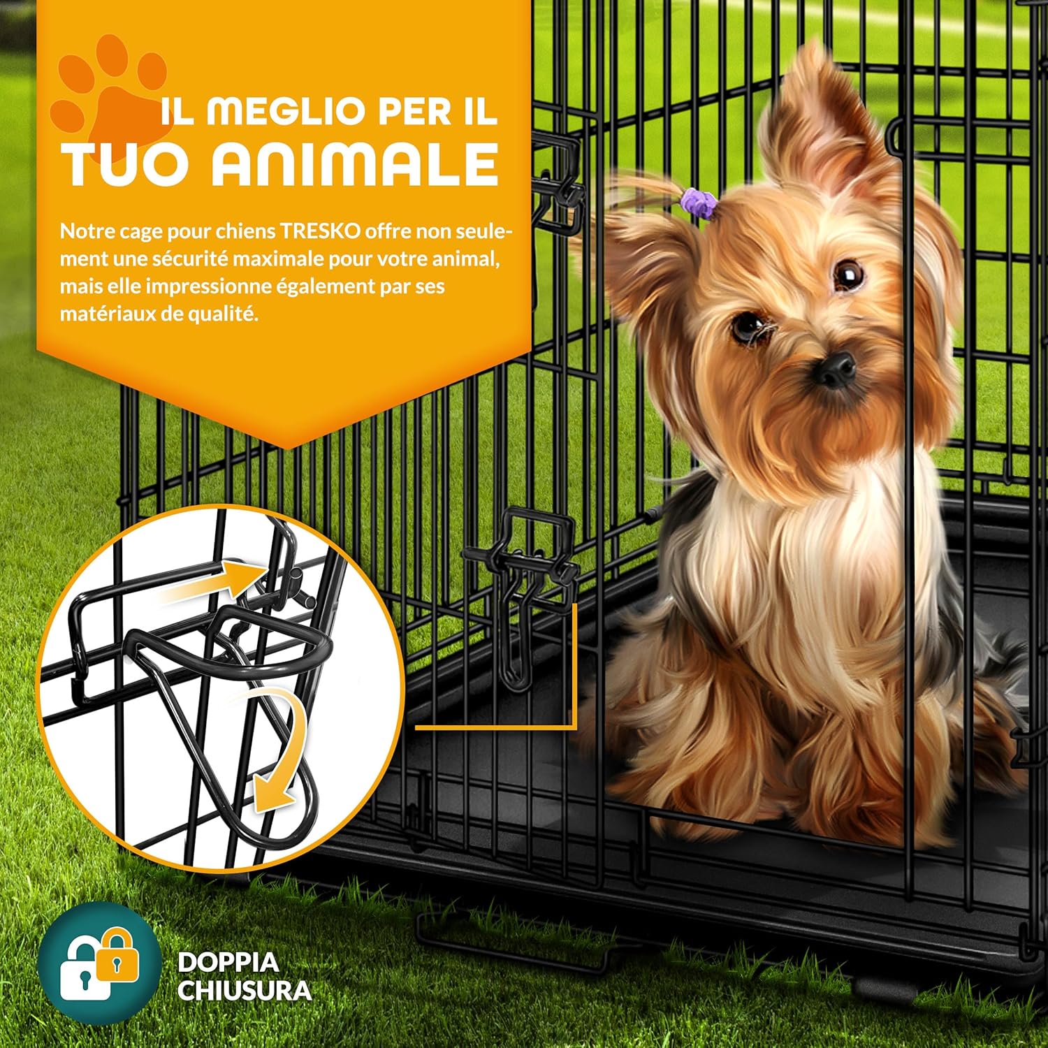 Thumbnail 5 de TRESKO Gabbia Pieghevole XXL 122x74,5x80,5 cm