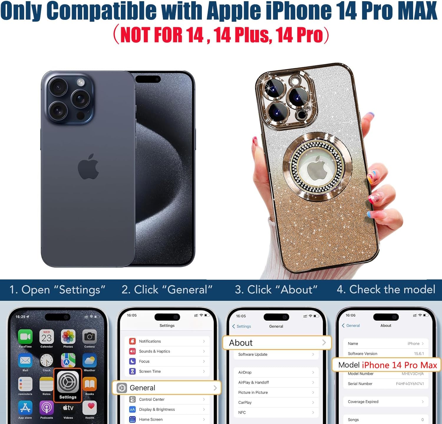 Detalle 2 de Misscase iPhone 14 Pro Max Magnetic Glitter Case with MagSafe support