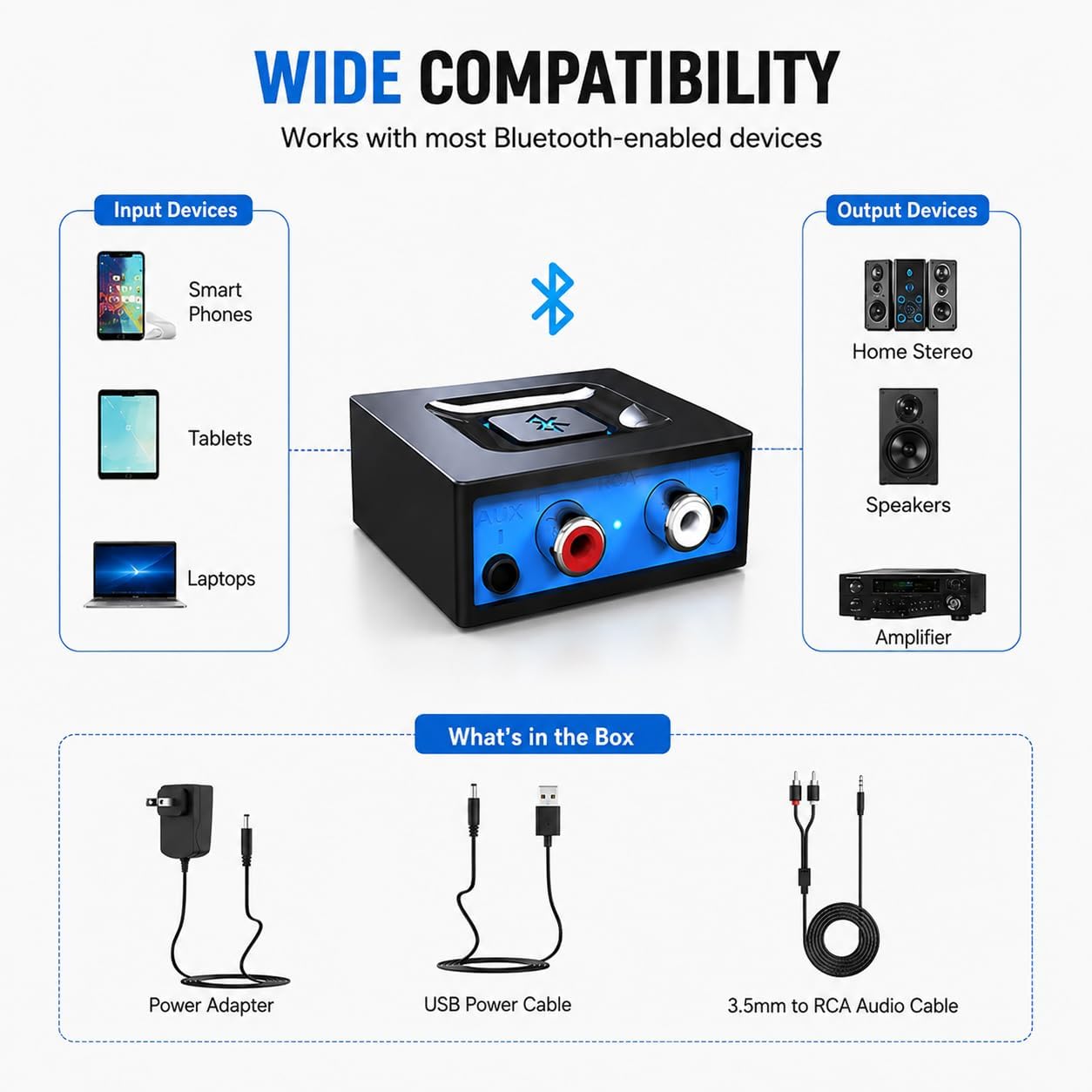 Detalle de Ricevitore Audio Bluetooth Esinkin: ricevitore Bluetooth con uscite 3,5 mm e RCA per altoparlanti