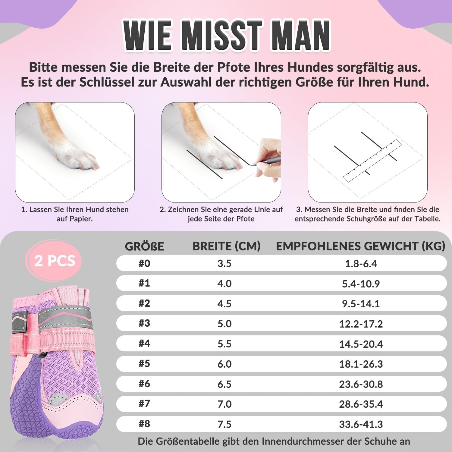 Detalle de SlowTon Hundeschuhe Pfotenschutz – 2 wasserdichte Outdoor-Stiefel mit rutschfester Sohle