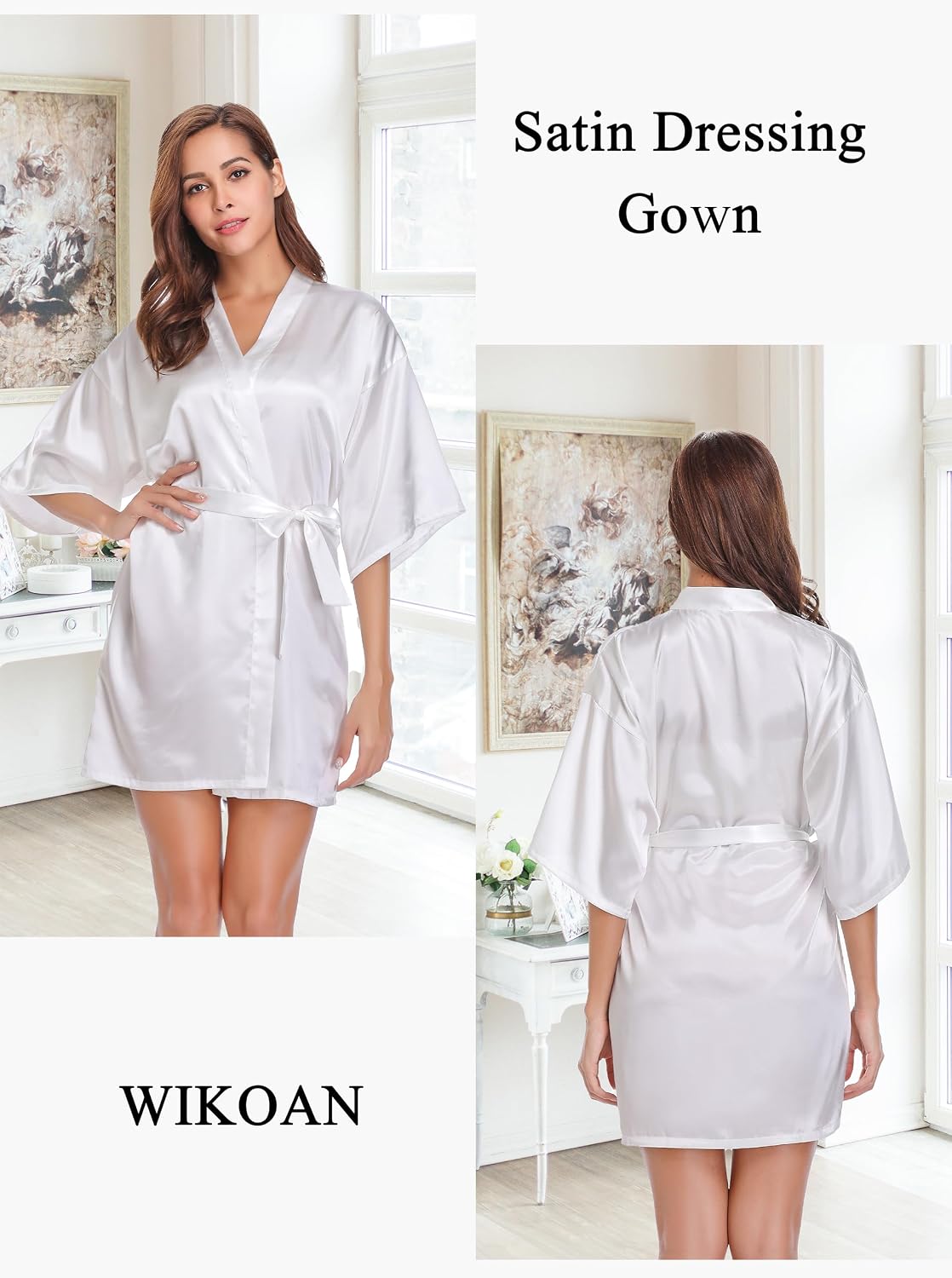 Detalle 2 de Wikoan Peignoir Satin femme Taille S (175 cm) 🧖♀