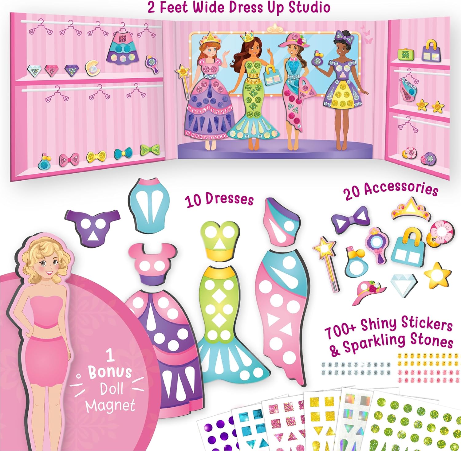 Thumbnail 1 de Imagimake DIY Magnetic Dress-Up Princess: 30-Piece Magnetic Dress-Up Set for Creative Play