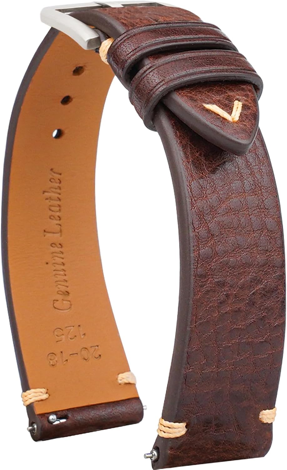 Detalle de Gomvadr Quick-Release Lederarmband aus italienischem Kalbsleder (Öl/Wachs) – Schnellwechsel für 16–22 mm