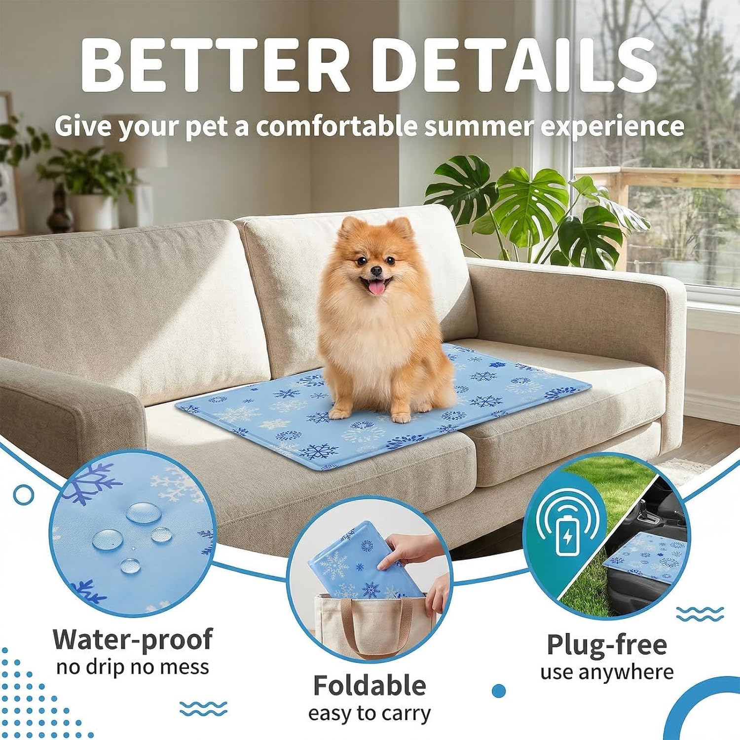 Thumbnail 2 de Qoosea Tappetino rinfrescante in gel autorinfrescante per cani e gatti 50×65 cm