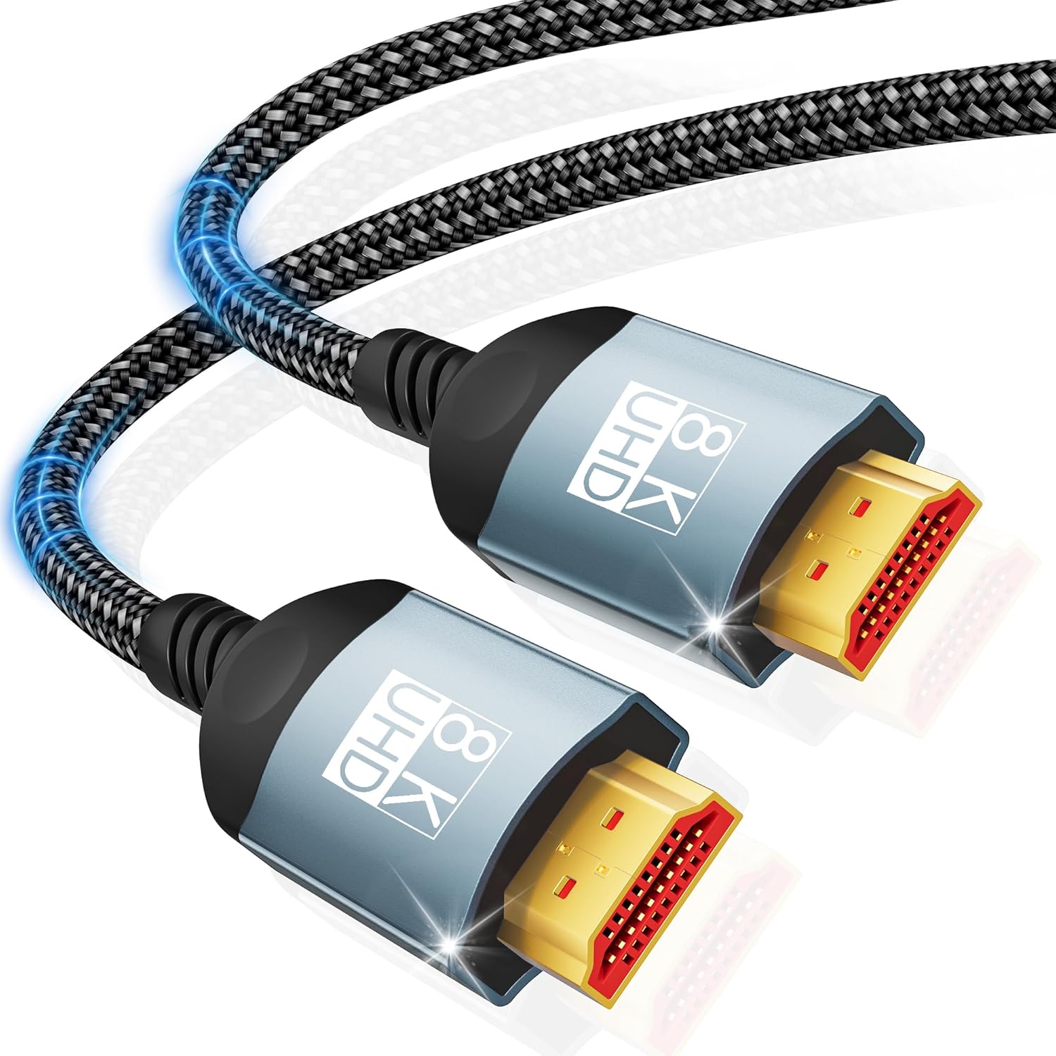 Detalle de HDMI-Kabel 2,5 m „Ultra High Speed“ (HDMI 2.1) für 10K/8K, 4K@240 Hz, HDR10+ eARC – kompatibel mit PS5 & Xbox