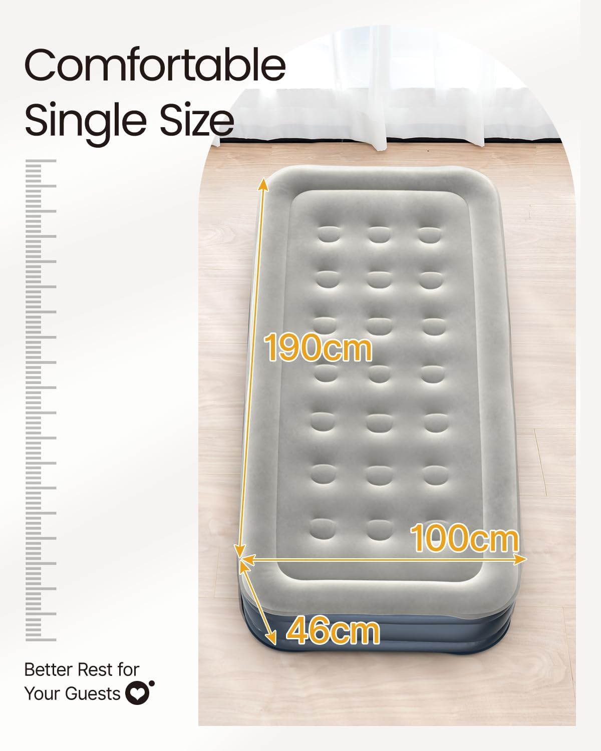 Thumbnail 3 de iDOO Single Air Bed with Built-in Pump: Quick Self-Inflation, 190x100x46 cm