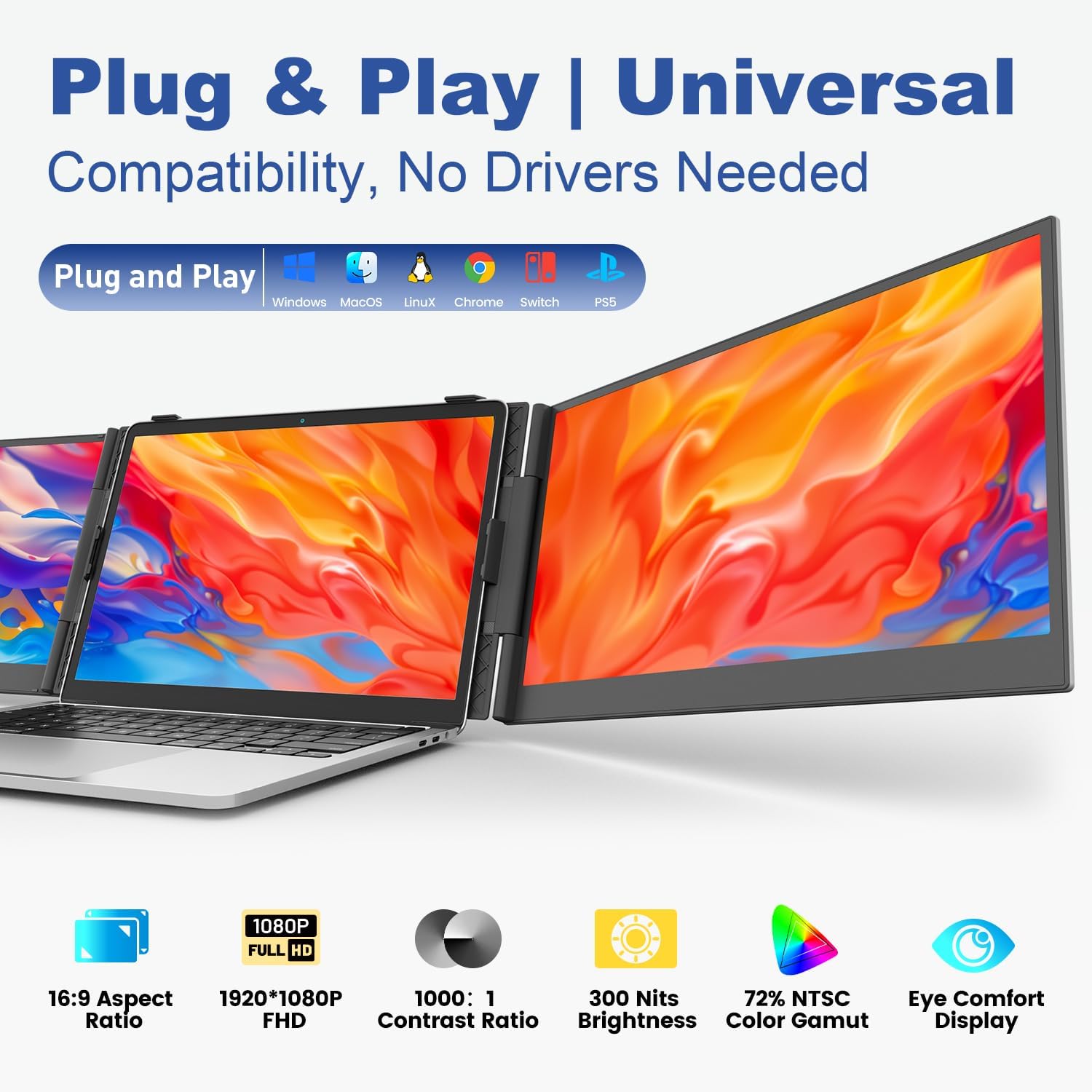 Thumbnail 4 de Teamgee 14" Laptop Bildschirm Extender für 13,3–17,3" Notebooks (IPS, FHD 1080p, 0,9 kg)