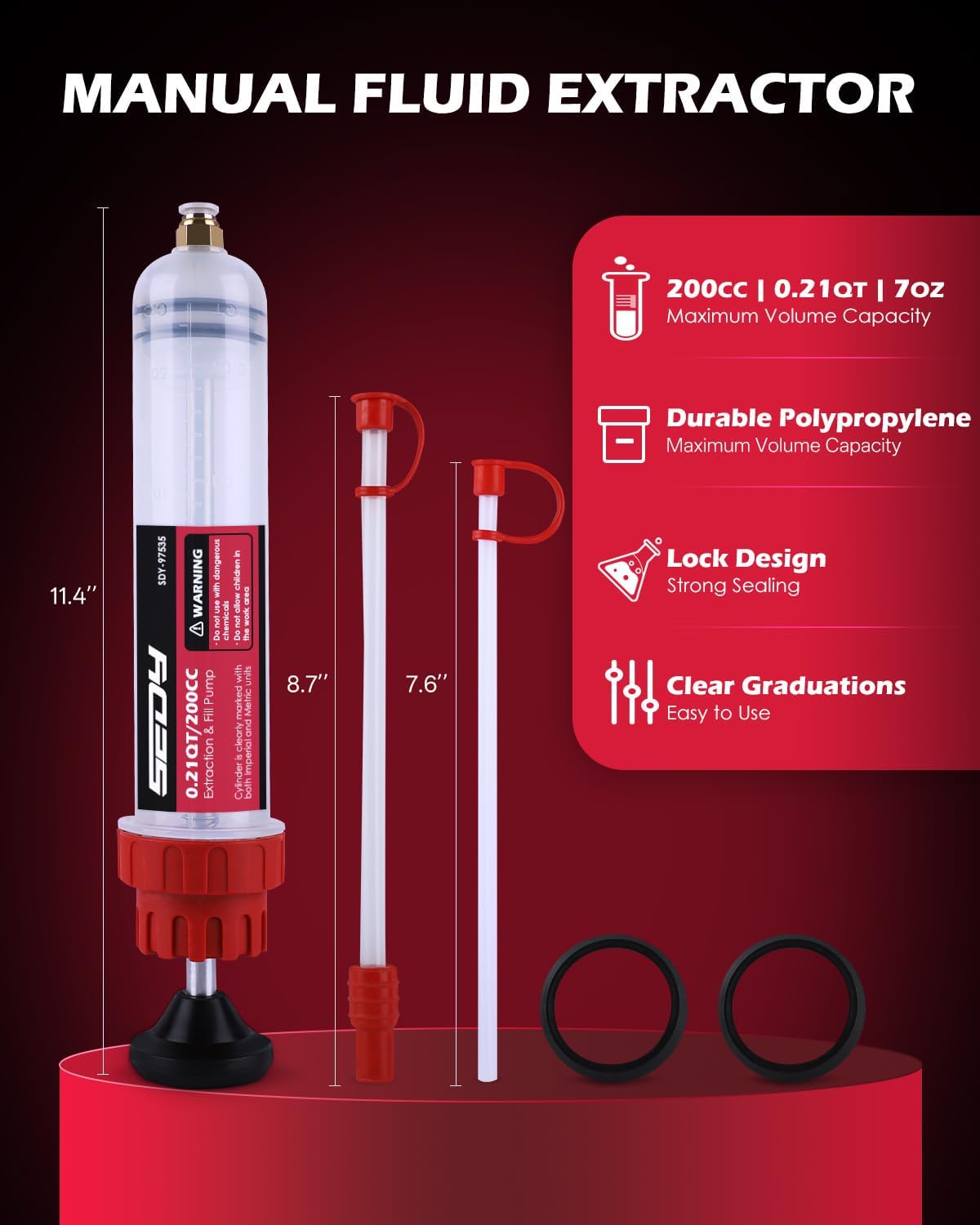 Detalle de SEDY Fluid Extractor 200cc Oil Syringe