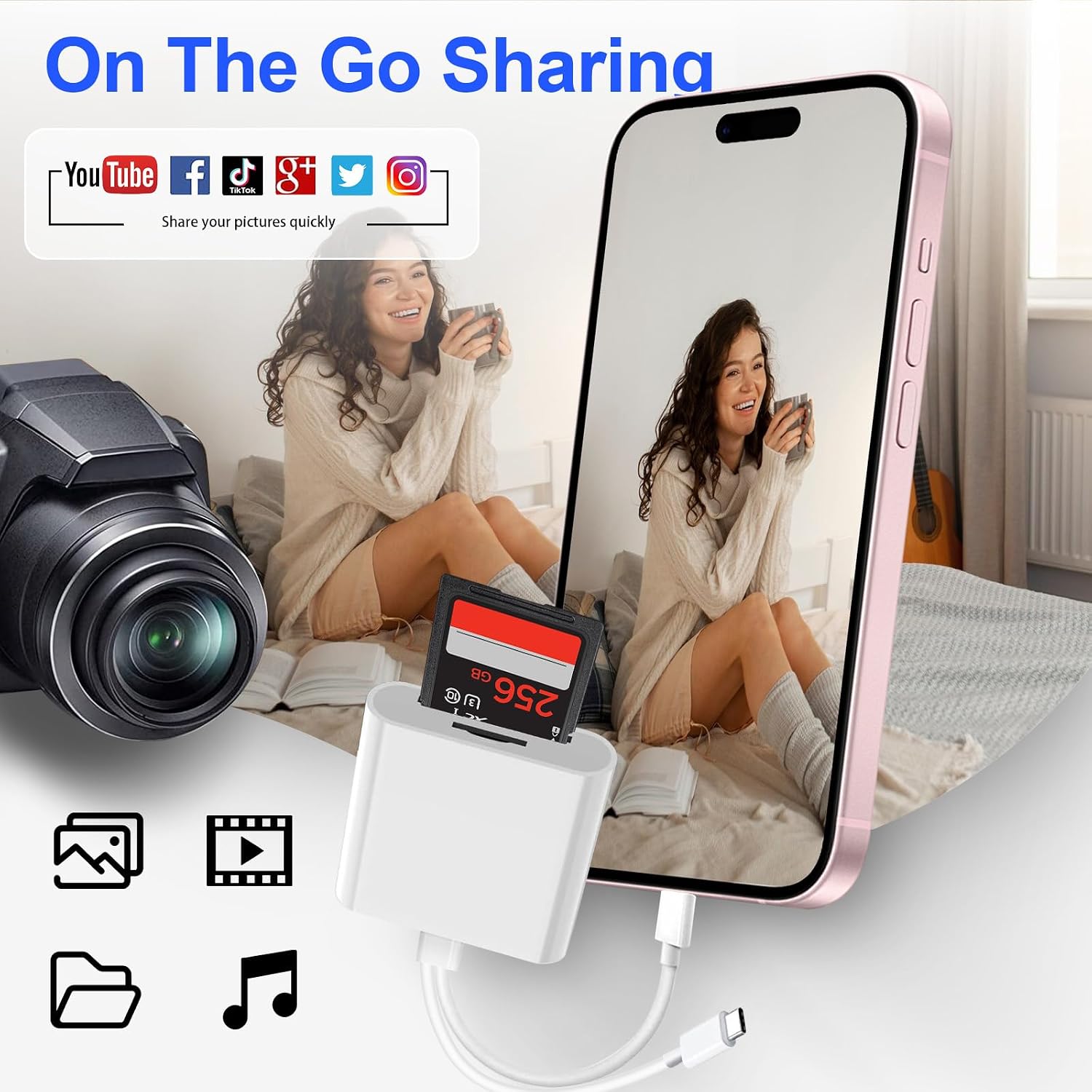 Detalle 2 de Denlane SD Card Reader for iPhone, iPad, USB-C and Lightning, SD/microSD