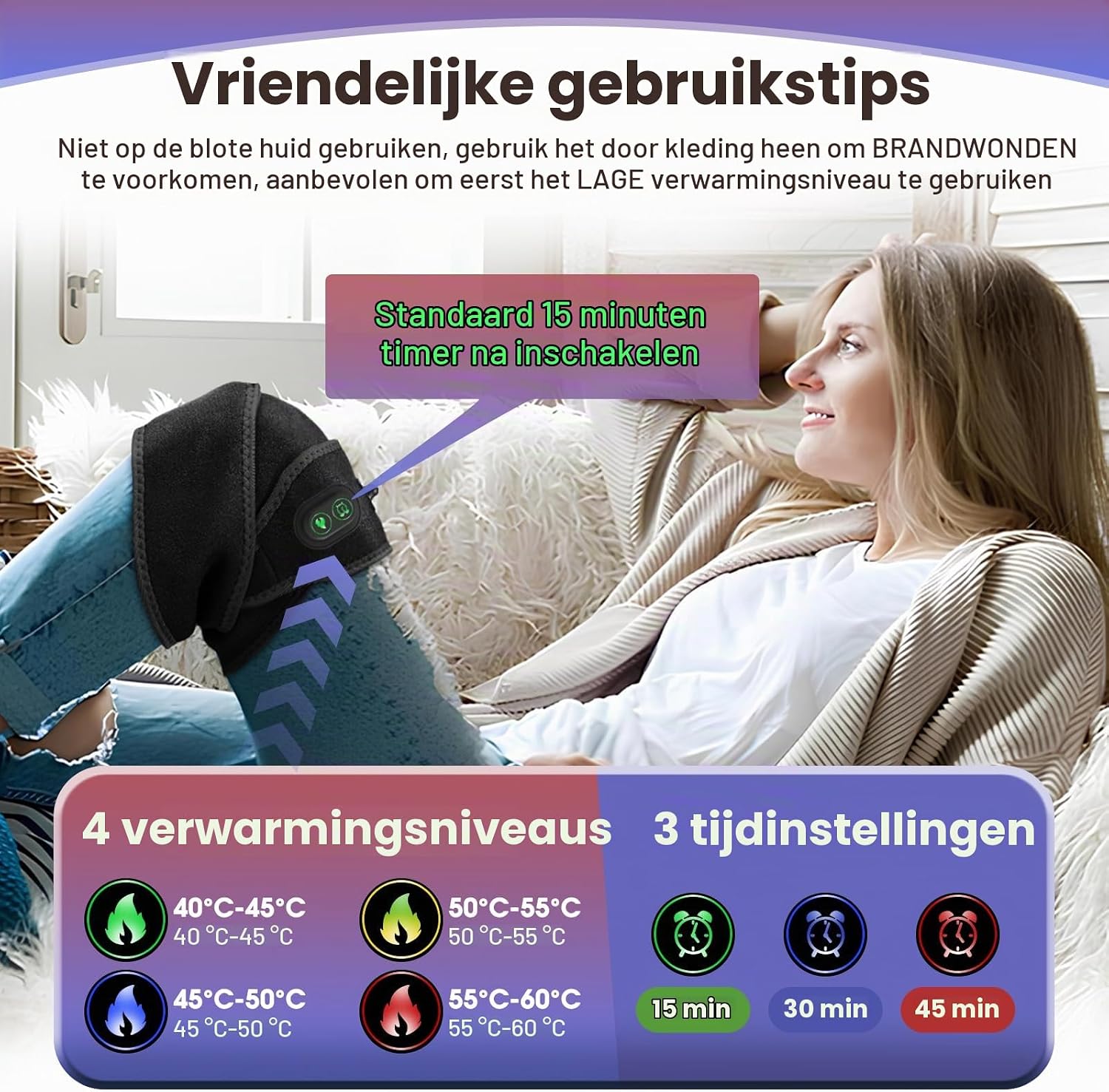 Thumbnail 4 de DYMROGE verwarmingswikkel van 114 cm met 4 warmtestanden en timer