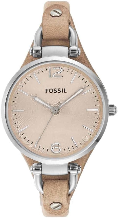 Detalle de Fossil Damenuhruhr Georgia – 32 mm Gehäuse, Quarzwerk, Lederarmband