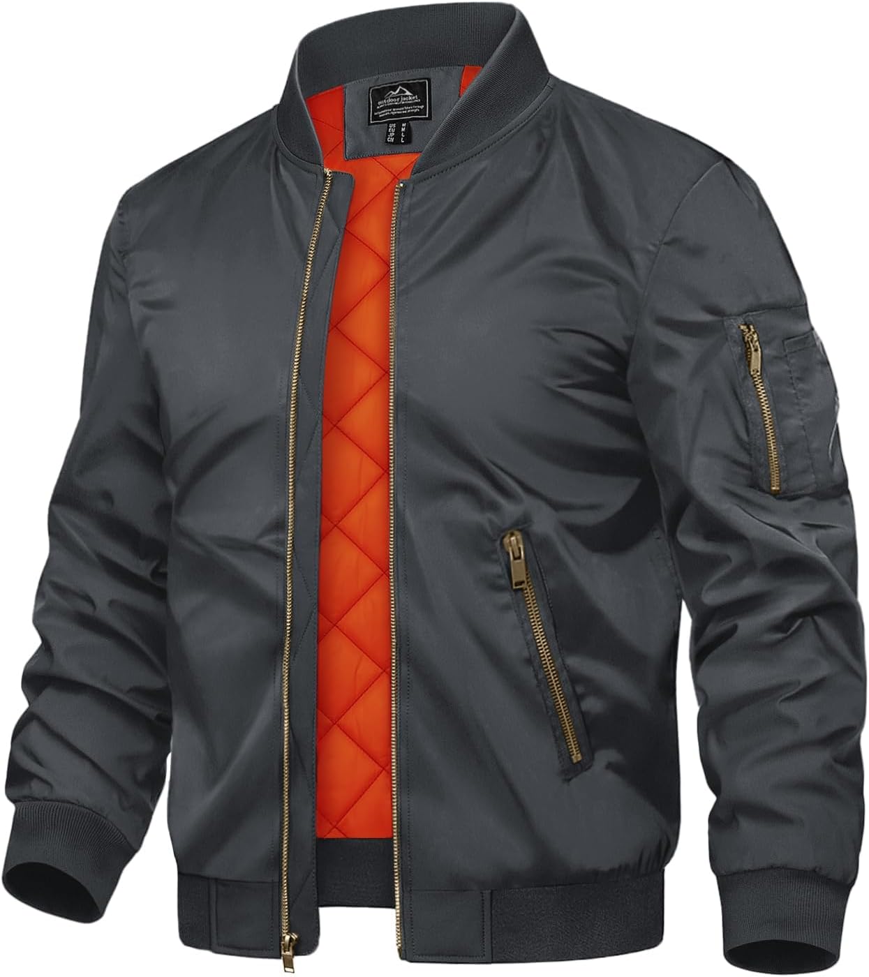 Detalle de TACVASEN Men's Windproof Quilted Bomber Jacket with Zipper Pockets