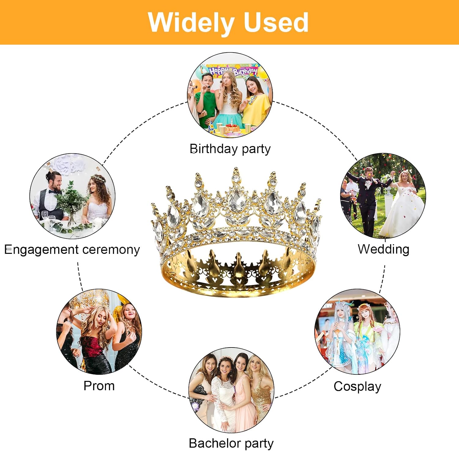 Thumbnail 6 de Krone Damen Prinzessin- & Königin-Diadem „Queen Tiara“ mit Strass für Hochzeit, Verlobung und besondere Anlässe