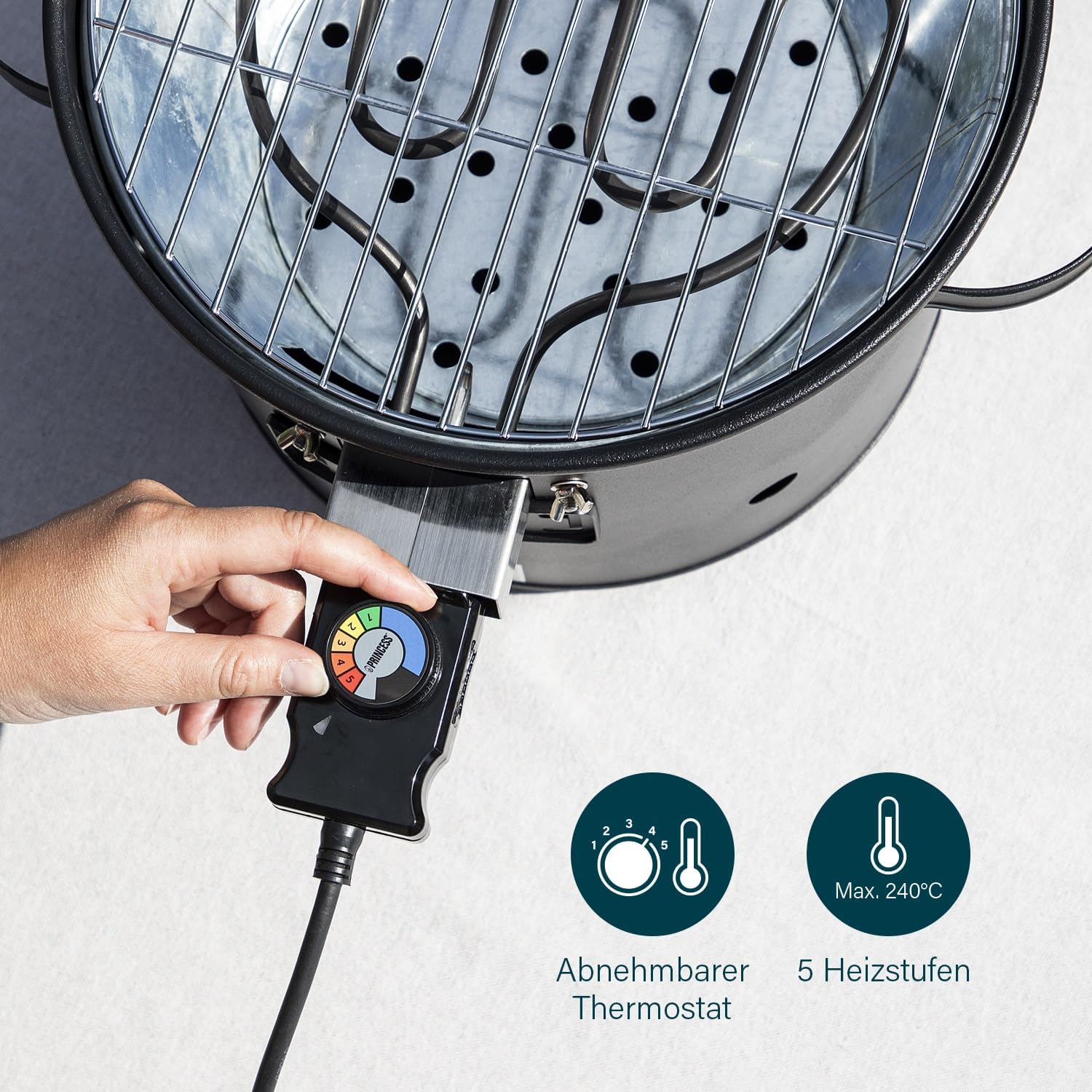 Thumbnail 3 de Princess Barbecue ibrido a carbonella o elettrico portatile 112240 con grill Ø 32 cm