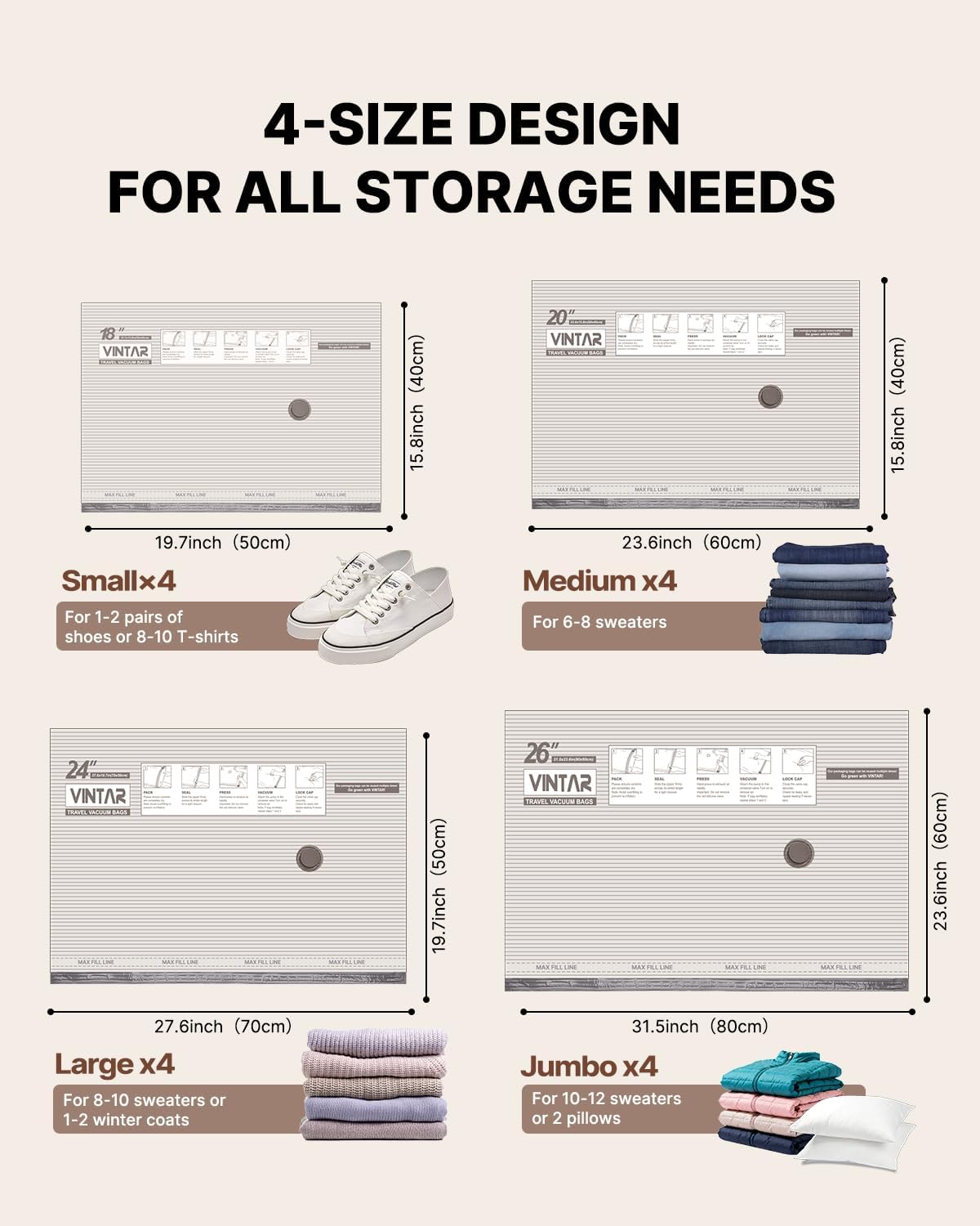 Thumbnail 1 de VINTAR Vacuum Storage Bags, 16-Pack