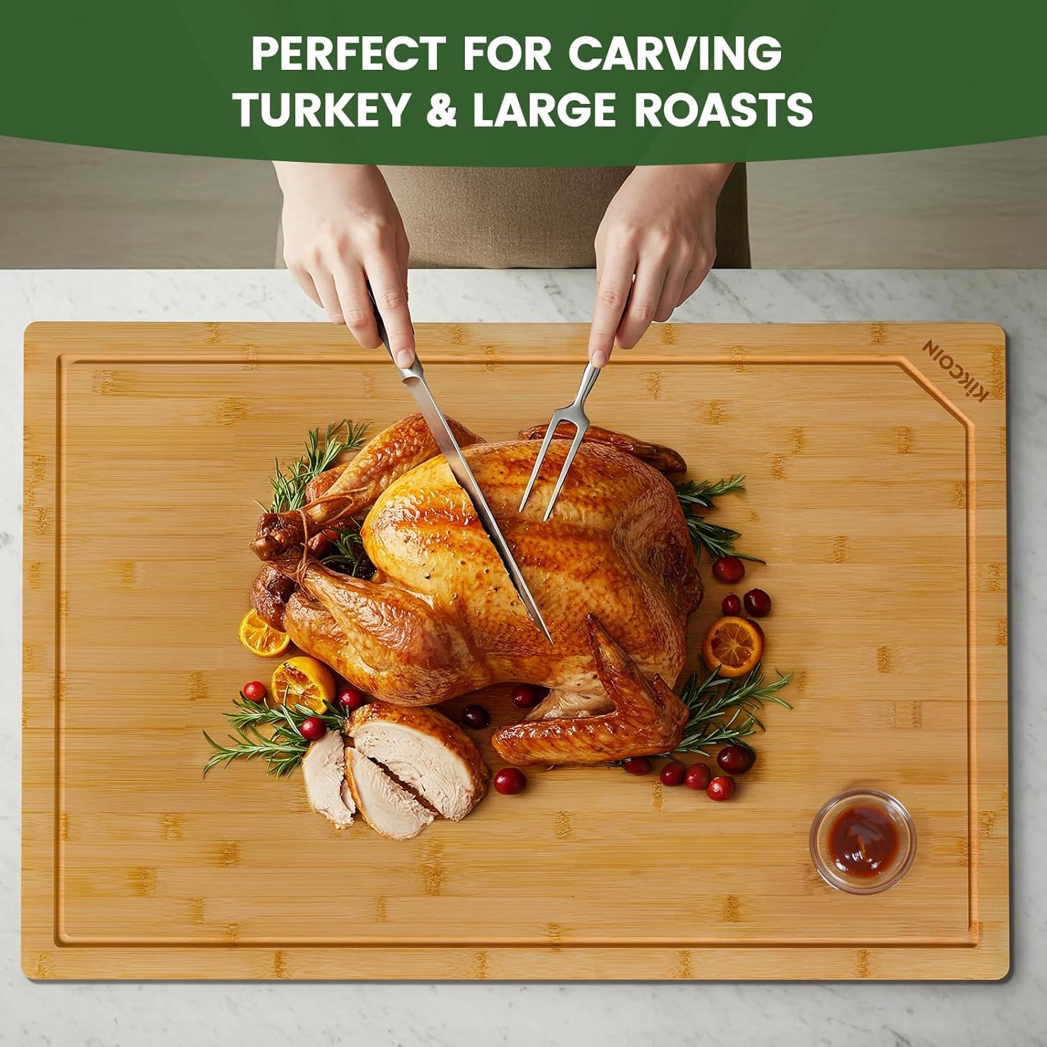 Thumbnail 3 de Kikcoin 36” × 24” Bamboo Cutting Board — Heavy‑Duty, Multiuse Kitchen Surface