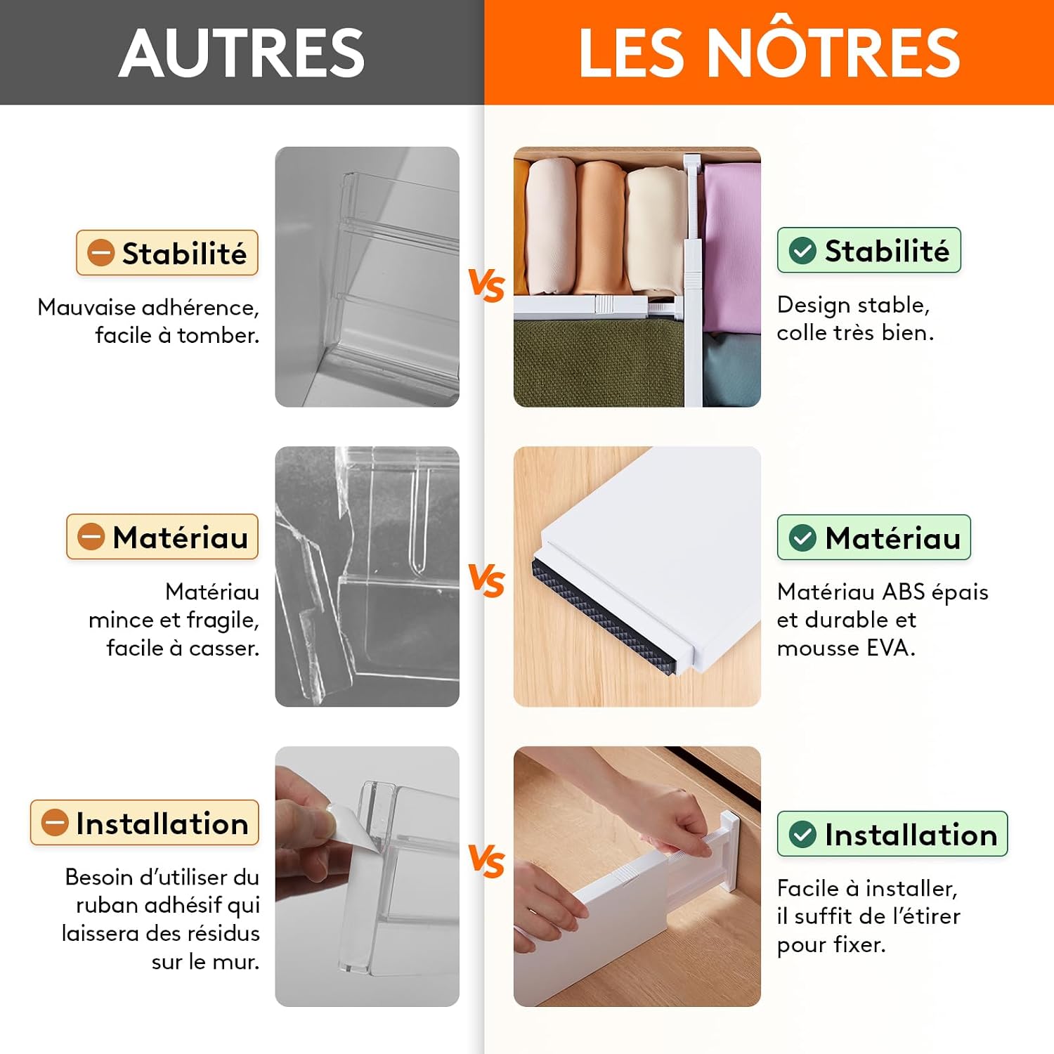 Thumbnail 4 de Lifewit 23041 ladeverdelers, set van 5, verstelbaar van 28 tot 44,5 cm