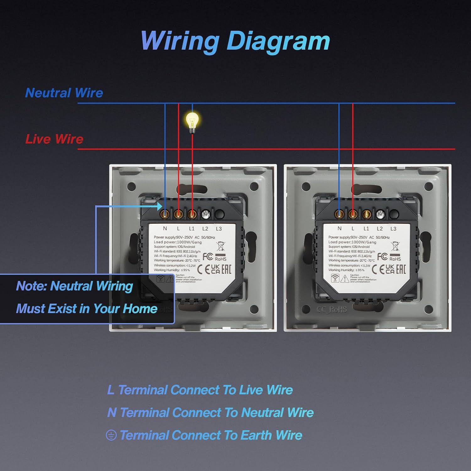 Detalle 1 de BSEED Smart Light Switch 2 pack, 1 gang